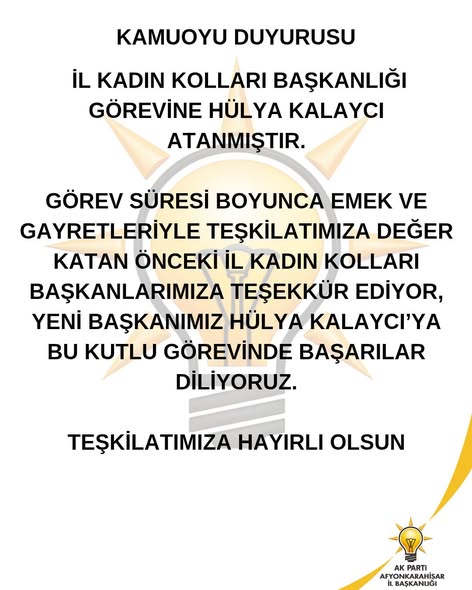 AK Parti Afyonkarahisar'da Yeni İl Kadın Kolları Başkanı Belli Oldu