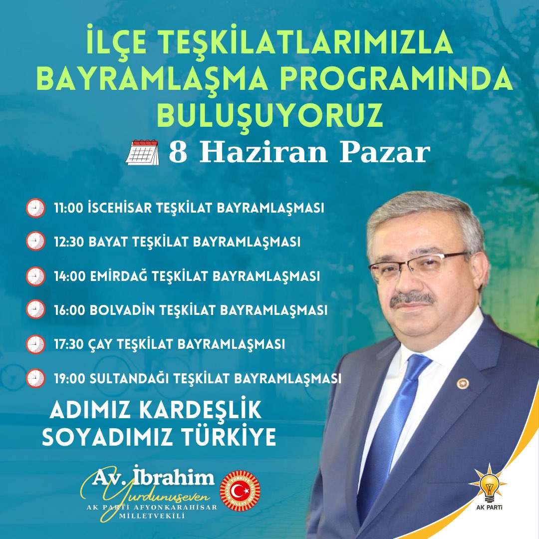 Av. İbrahim Yurdunuseven İlçe Teşkilatlarıyla Bayramlaşma Programı Düzenliyor