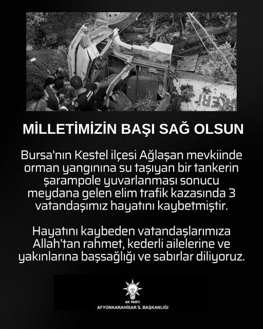 Afyonkarahisar'da Acı Kayıp: Bursa'daki Tanker Kazasında 3 Kişi Hayatını Kaybetti