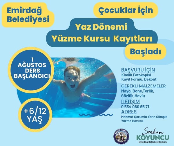 Emirdağ'da Yaz Coşkusu: Yüzme Kursları ile Çocuklara Su Keyfi!