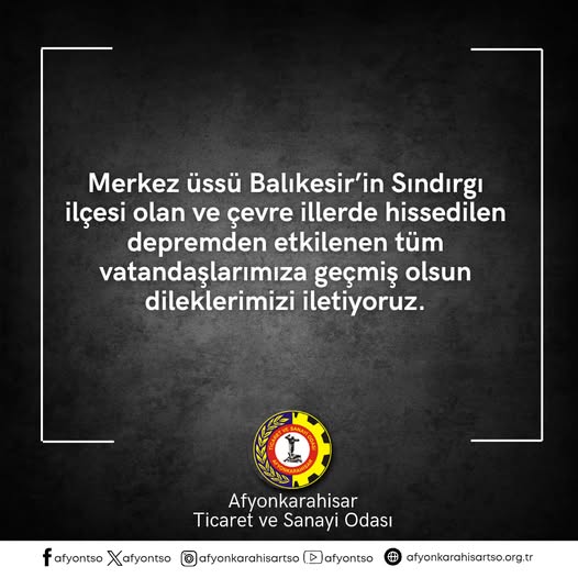 Afyonkarahisar Ticaret ve Sanayi Odası Depremzedelere Destek Veriyor