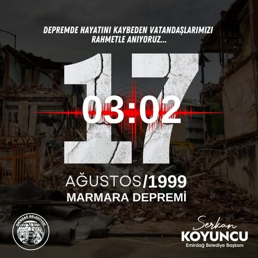Marmara Depremi'nin 26. Yılı: Emirdağ'dan Kederli Anma