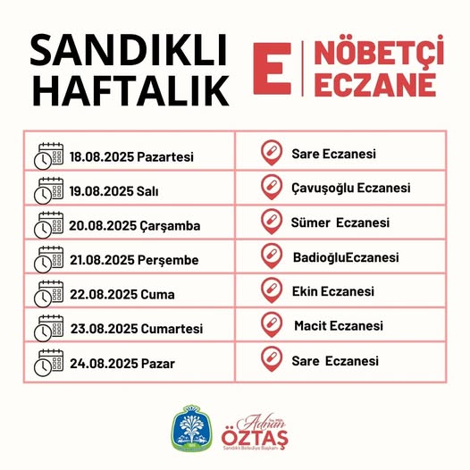 Sandıklı'da Nöbetçi Eczane Bilgilendirmesi
