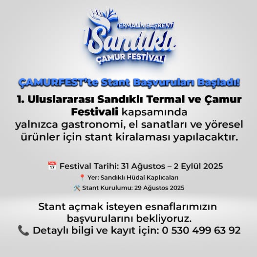 Sandıklı'da Çamur Festivali Stant Başvuruları Başladı!
