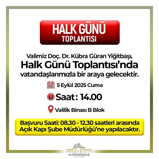 Afyonkarahisar Valisi Yiğitbaşı Vatandaşlarla Buluşuyor