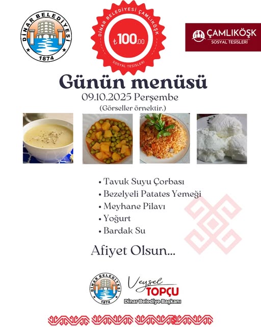 Bolvadin Belediyesi Çamlıköşk Sosyal Tesisleri'nde Ekonomik ve Lezzetli Menü