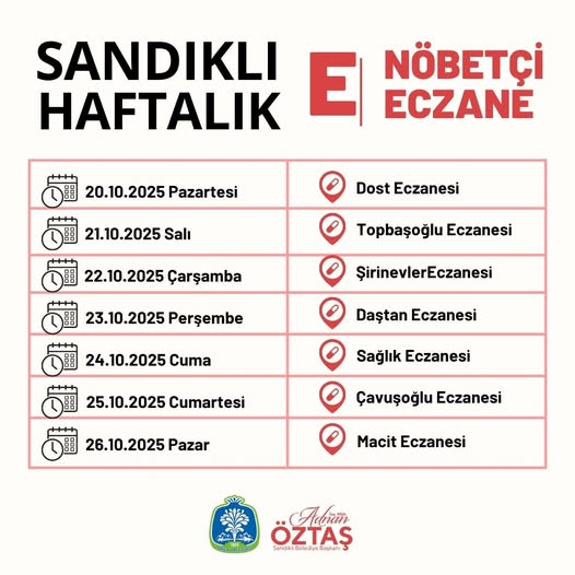 Sandıklı'da Nöbetçi Eczaneler Haftalık Vatandaşların Hizmetinde